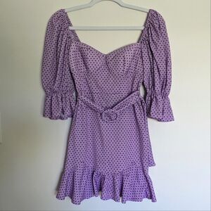 ASOS polka dot ruffle girly mini dress with belt size 4 petite